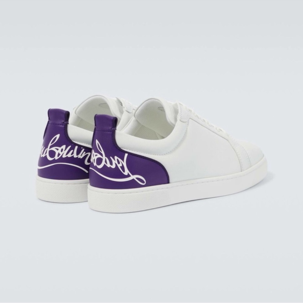 Christian Louboutin White and Purple Sneakers Sleek Design